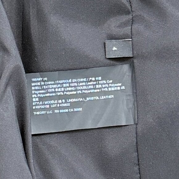 Theory Black Leather 3/4 Sleeve Lindrayia Blazer - Picture 6 of 6